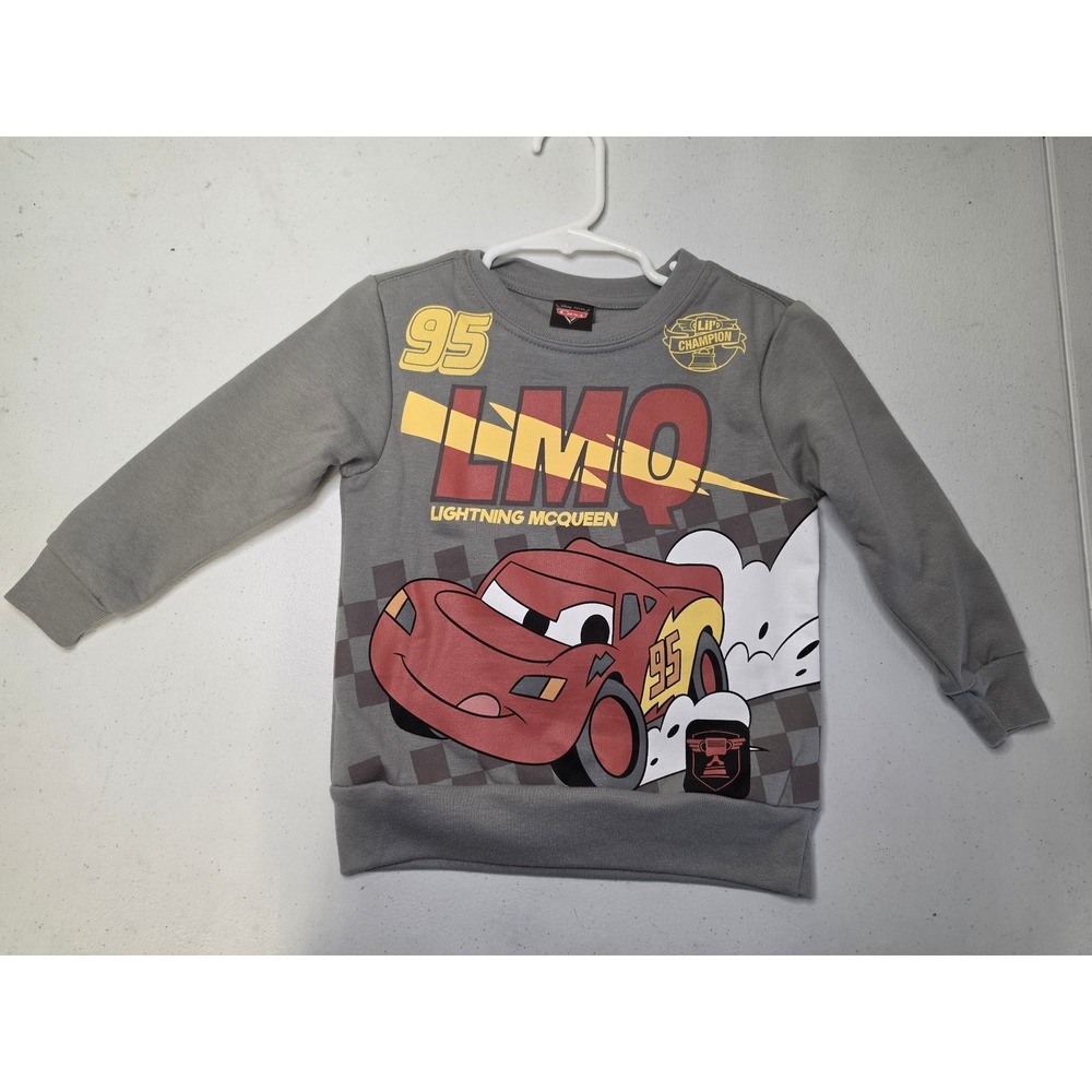 Disney Pixar Cars Lightning McQueen Gray Graphic Sweatshirt 2T Pullover 95 LMQ